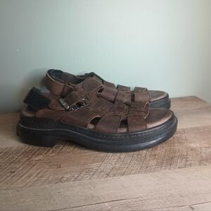 Earth Shoe Y2K Chunky Fisherman Sandals Mens 9 Womens 10.5 Brown Platform Grunge